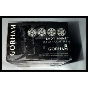 Gorham Lady Anne Crystal Coasters Set of 4 Clear Round Starburst Cut Glass